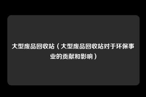 大型废品回收站（大型废品回收站对于环保事业的贡献和影响）