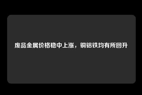 废品金属价格稳中上涨，铜铝铁均有所回升