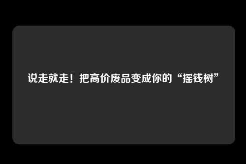 说走就走！把高价废品变成你的“摇钱树”