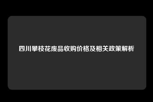 四川攀枝花废品收购价格及相关政策解析