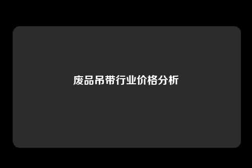废品吊带行业价格分析