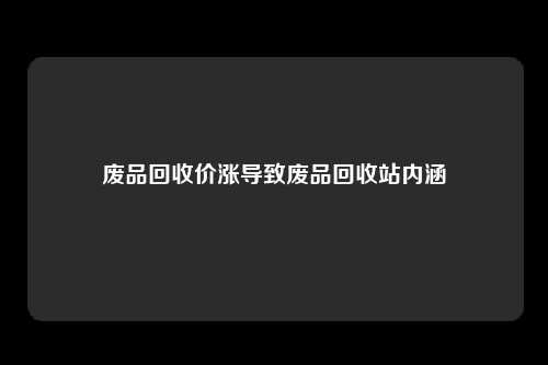 废品回收价涨导致废品回收站内涵