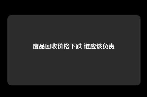 废品回收价格下跌 谁应该负责