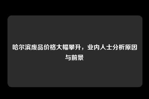 哈尔滨废品价格大幅攀升，业内人士分析原因与前景