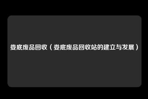 娄底废品回收（娄底废品回收站的建立与发展）