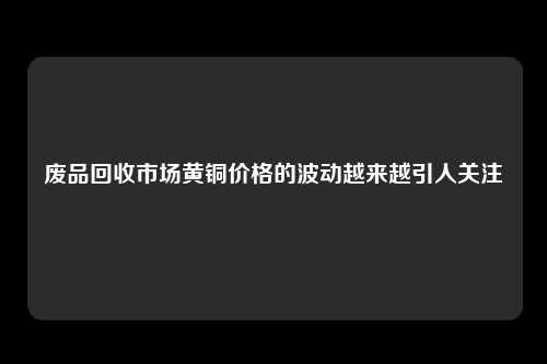 废品回收市场黄铜价格的波动越来越引人关注