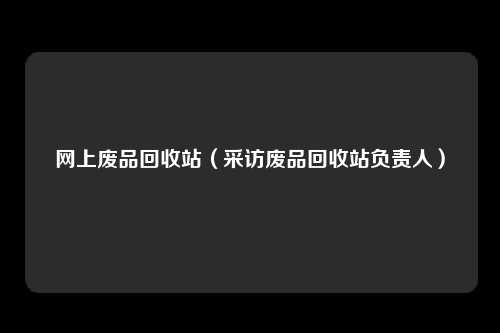 网上废品回收站（采访废品回收站负责人）